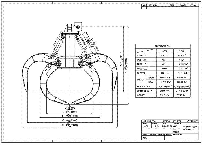 YM2500 3 Cu Yd 5-Tine